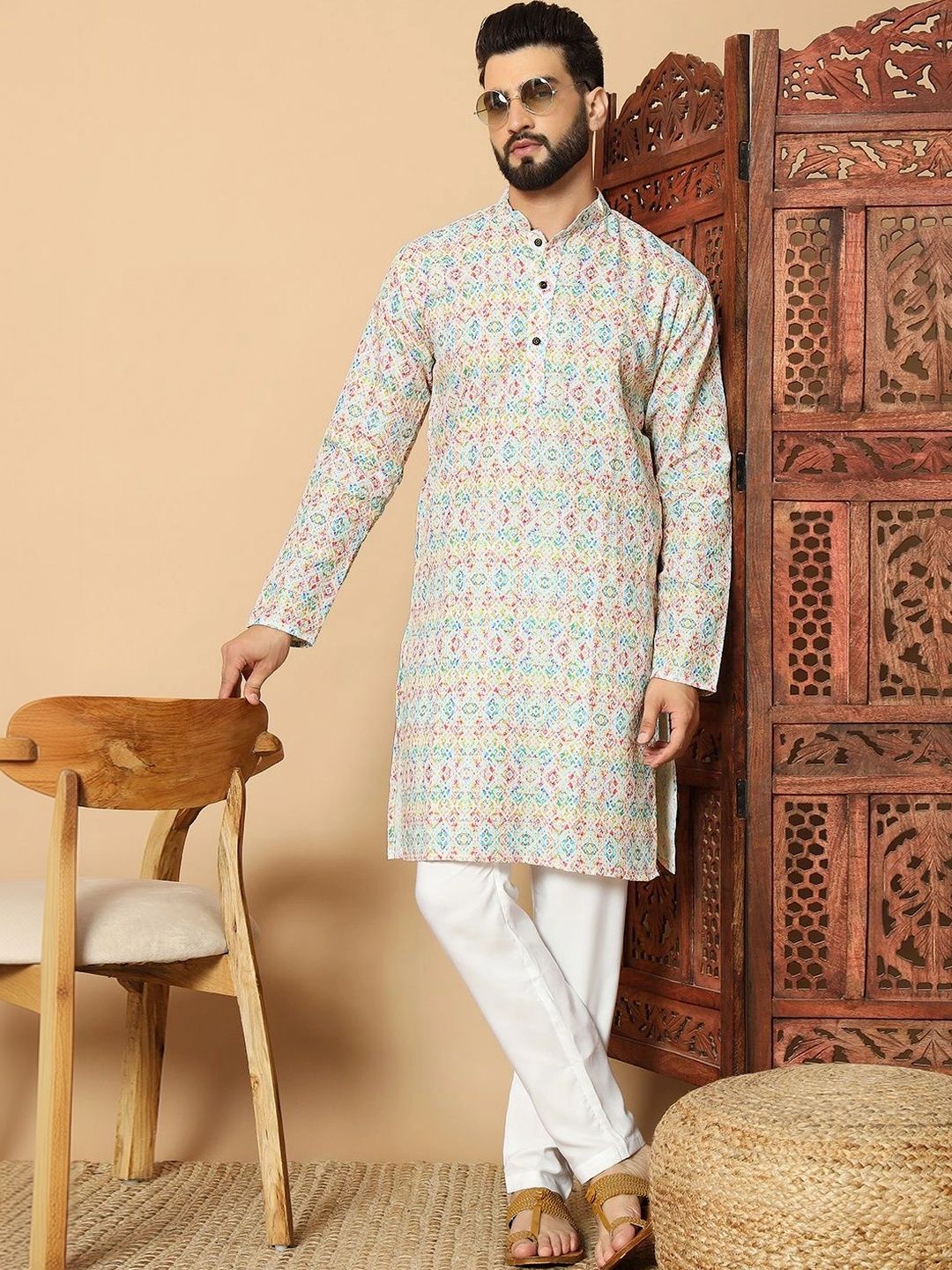 Dincharya Men Geometric Printed Kurta