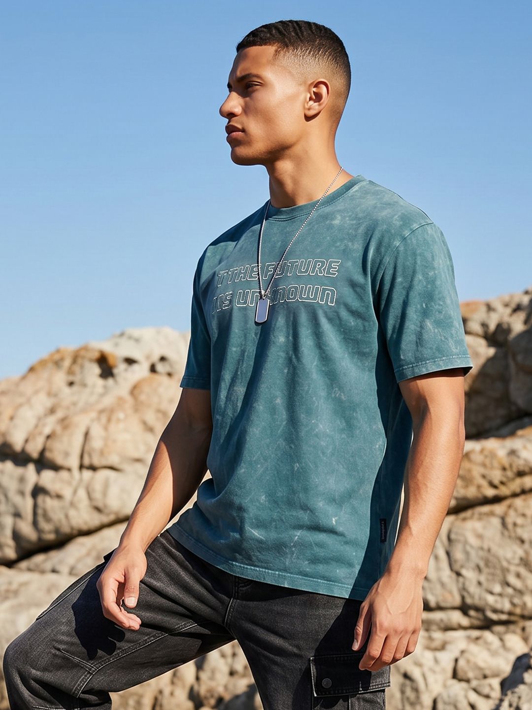 The Roadster Life Co. Typography Printed Pure Cotton Relaxed Fit T-shirt