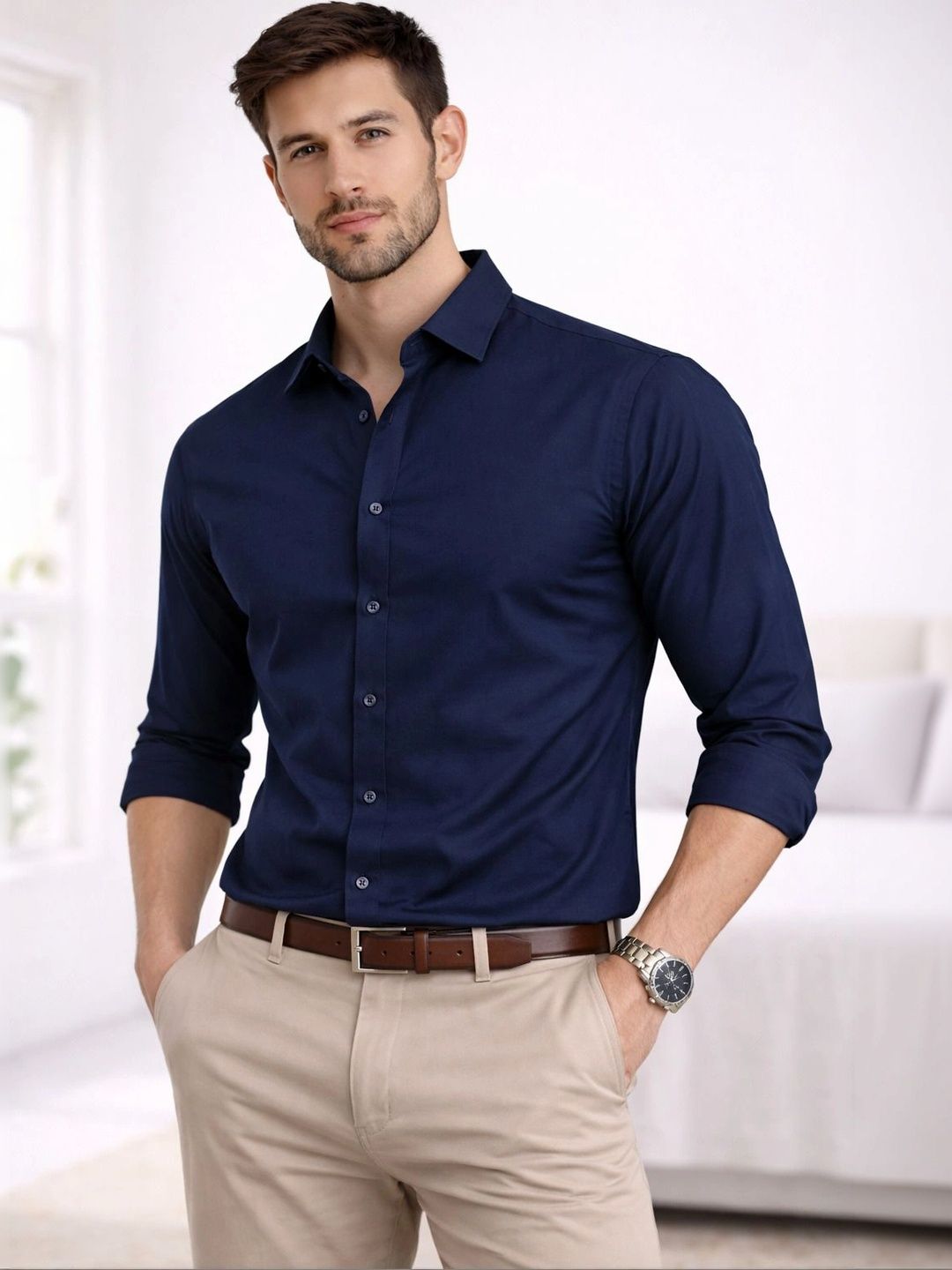 THE BIG ATTIRE Men Classic Casual Shirt