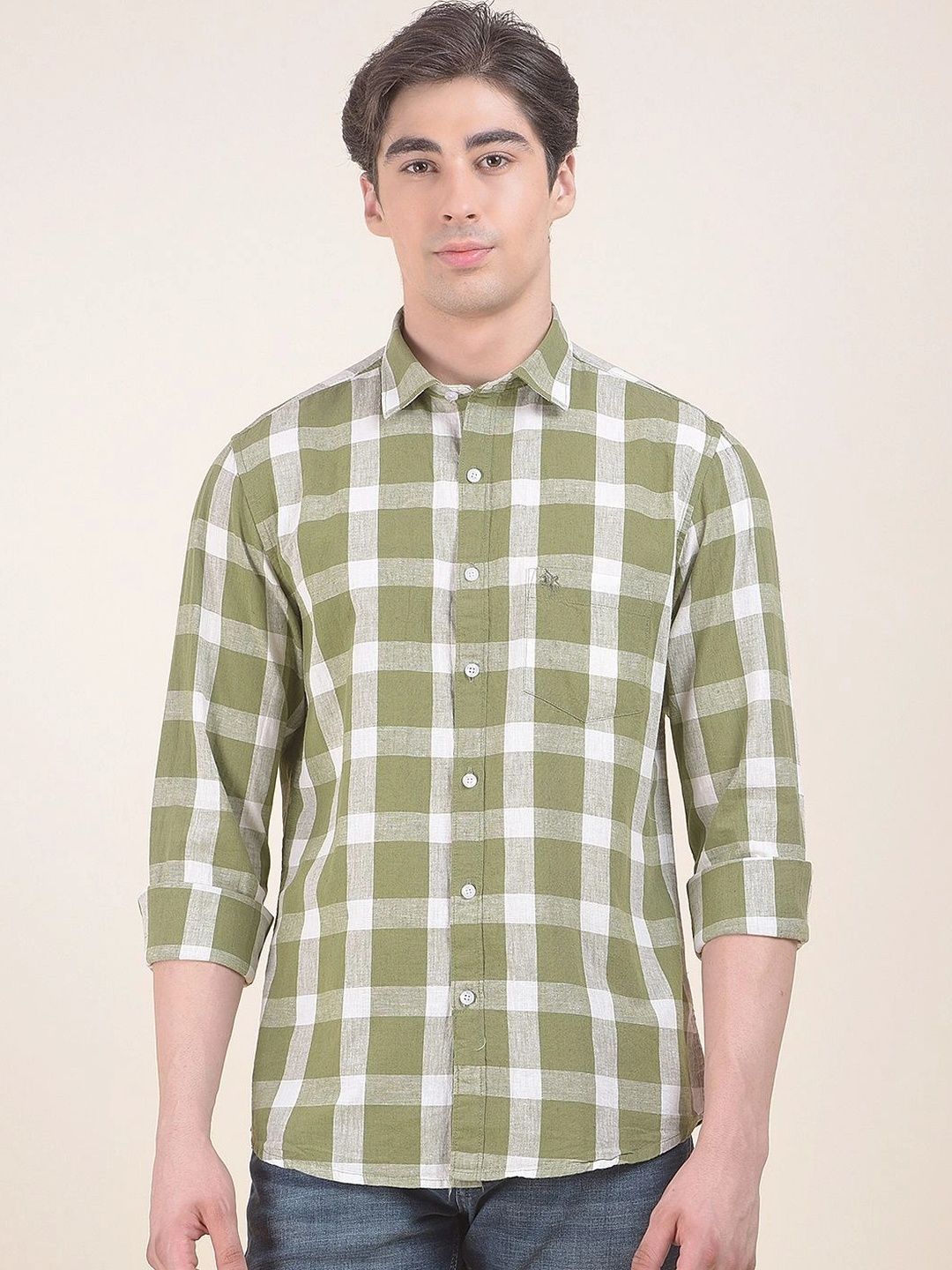 Cantabil Men Slim Fit Checked Casual Shirt