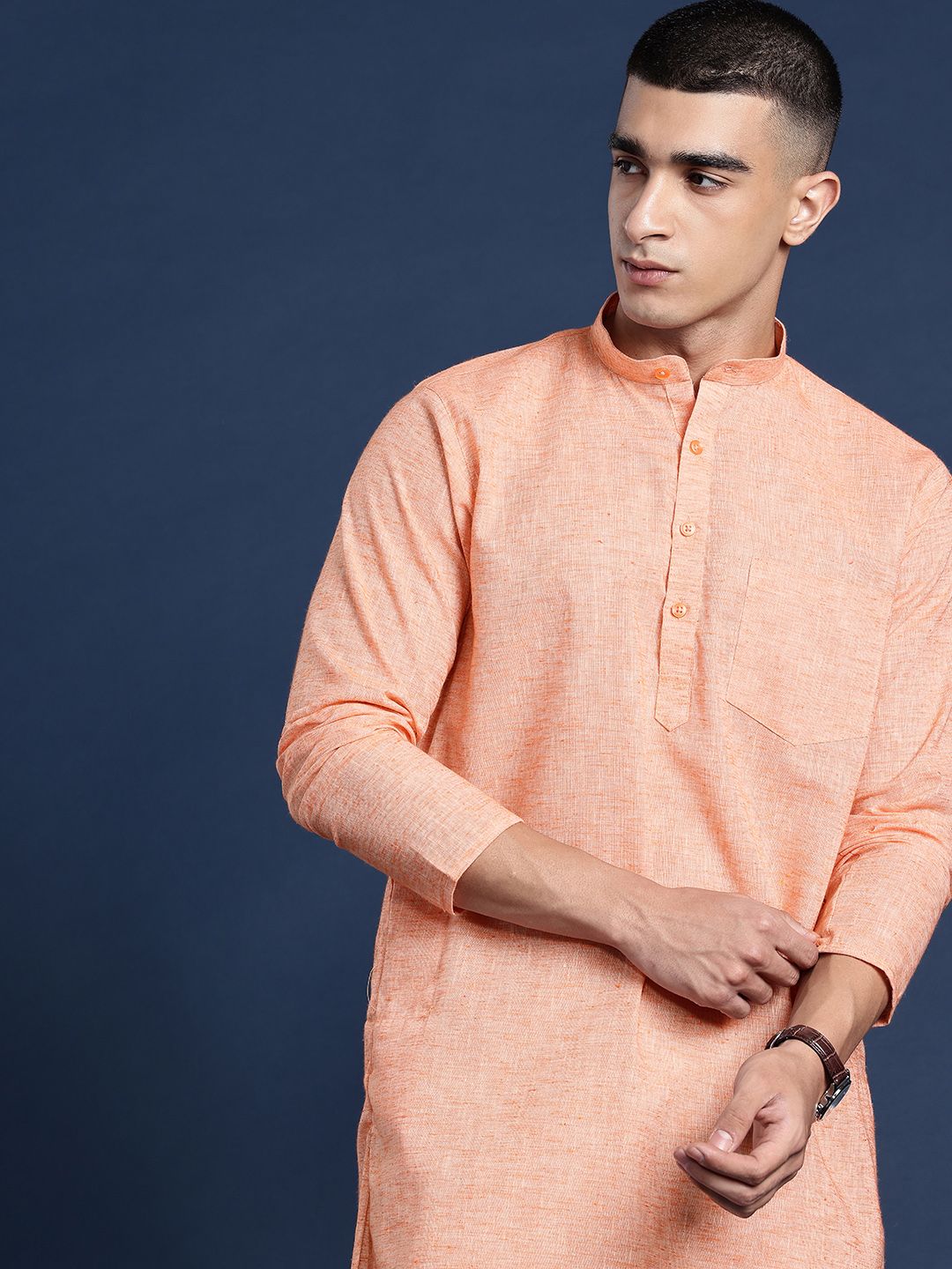 DIVISIVE Band Collar Straight Kurta