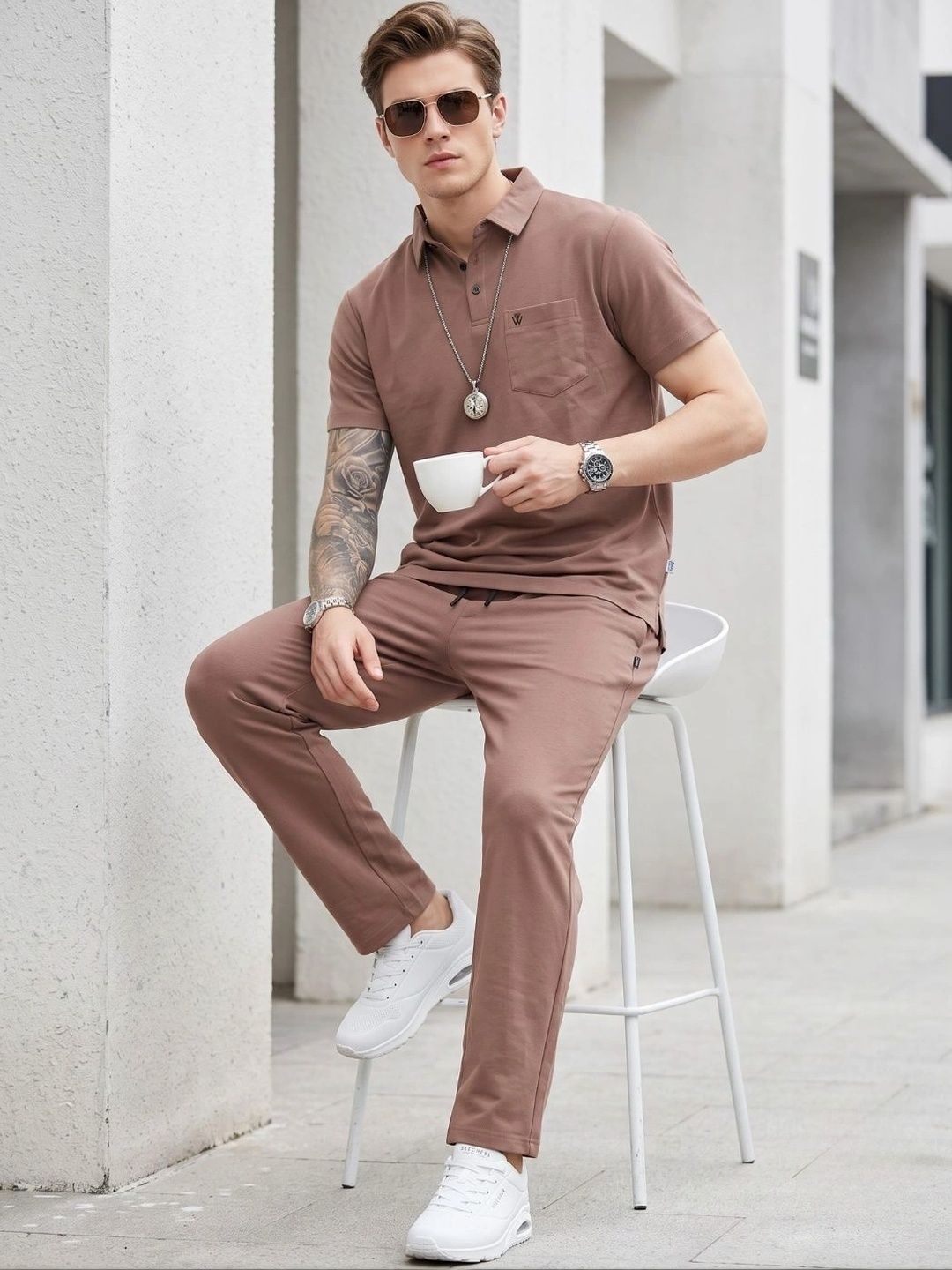 WEET Men Solid Pure Cotton T-Shirt and Pyjama Night Suit