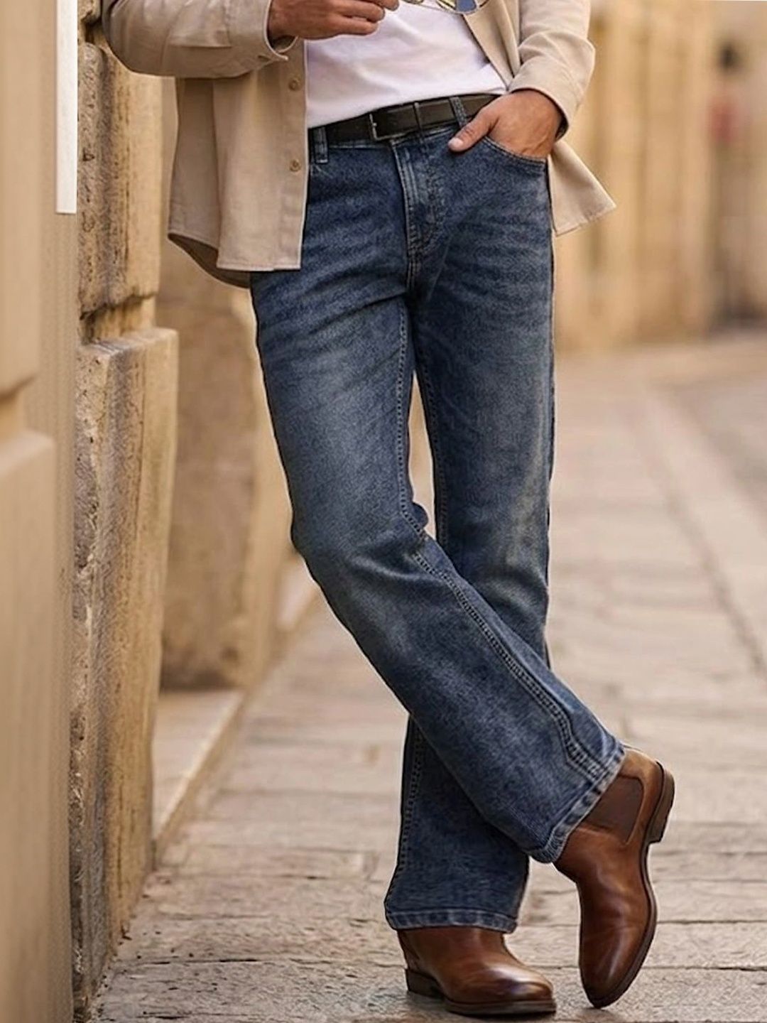 Urbano Fashion Men Bootcut Heavy Fade Stretchable Jeans