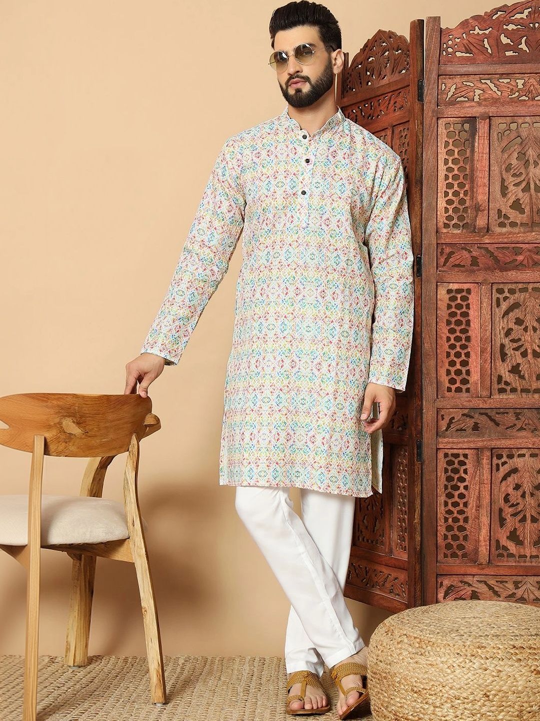 Dincharya Men Geometric Printed Kurta