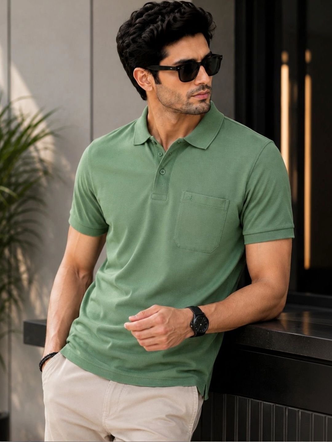 Stitch Hub Men Polo Collar Pockets T-shirt