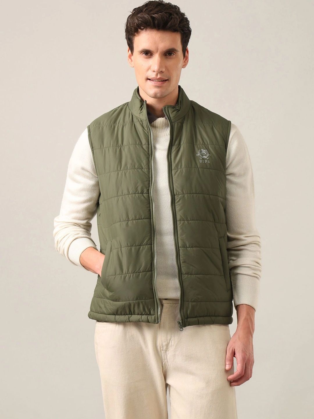 U.S. Polo Assn. Men Mock Collar Padded Jacket