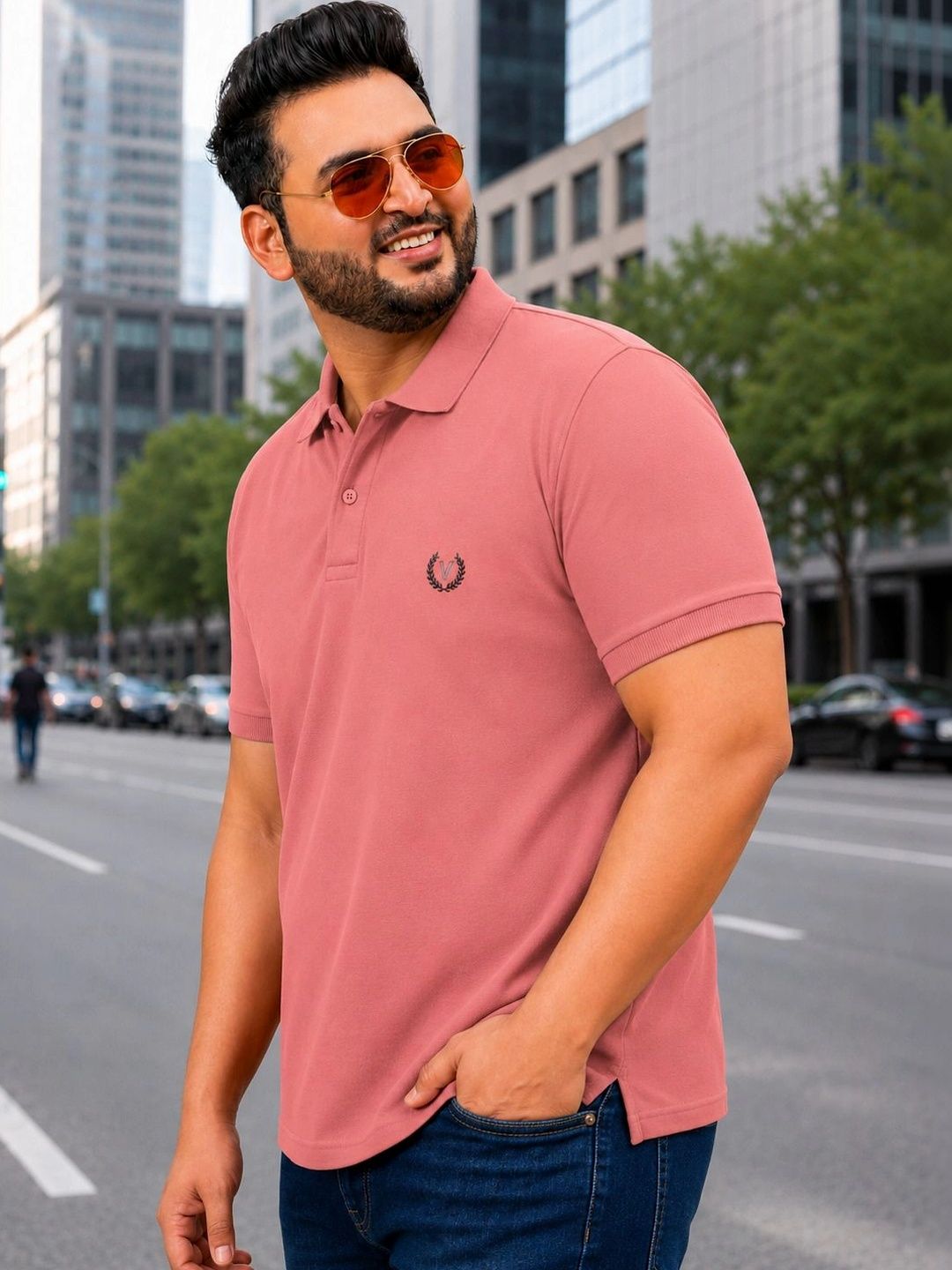 MACK JONNEY Men Brand Logo Polo Collar T-shirt