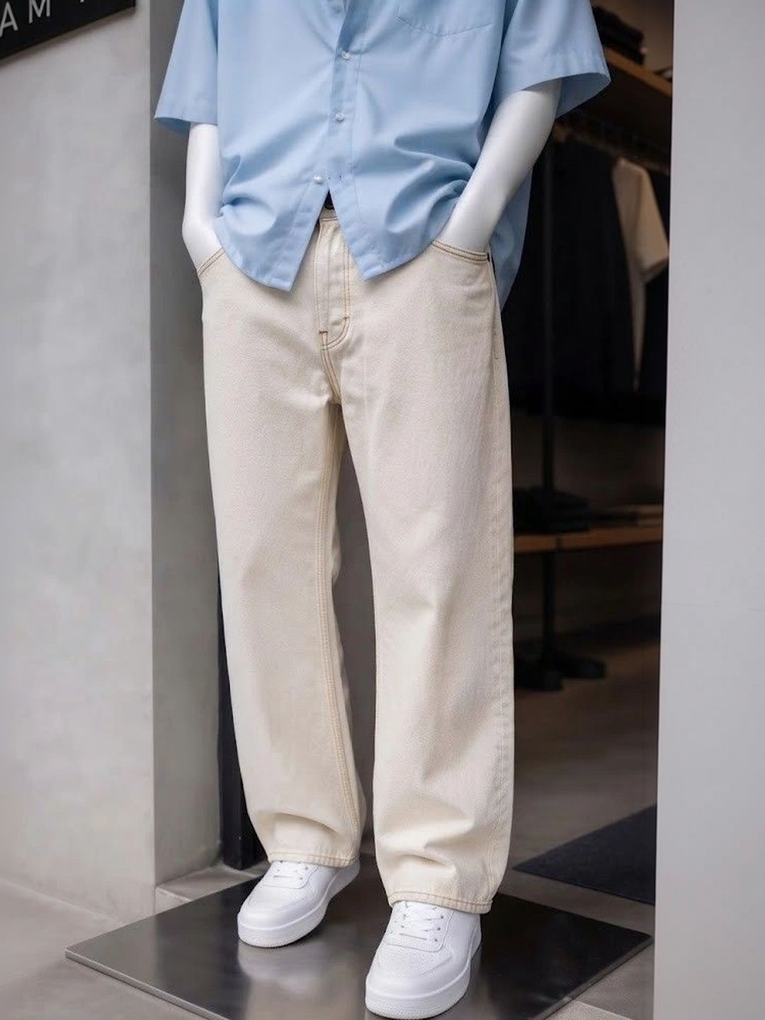 Smart Girls Store Men Wide Leg Mid-Rise Jeans