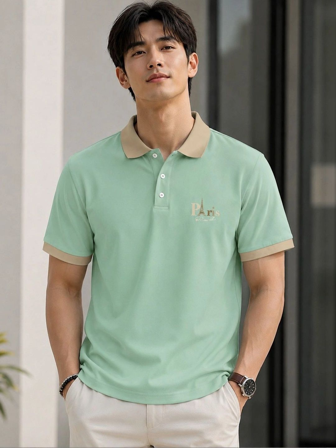 HERE&NOW Men Typography Printed Polo Collar T-shirt