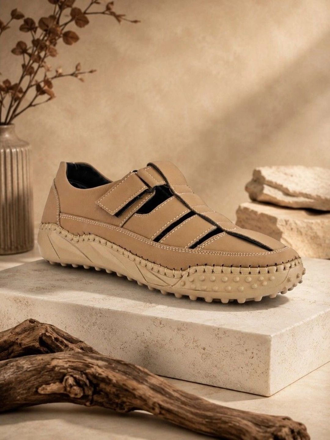 Roadster Men Brown Suede Height Increasing Casual Comfortable Slip On Shoe Style Sandals