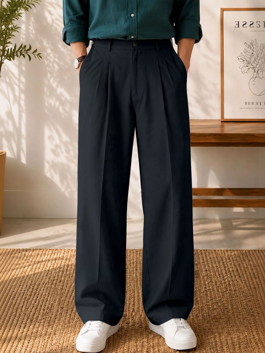 FTX Men Relaxed Loose Fit Easy Wash Pleated Trousers