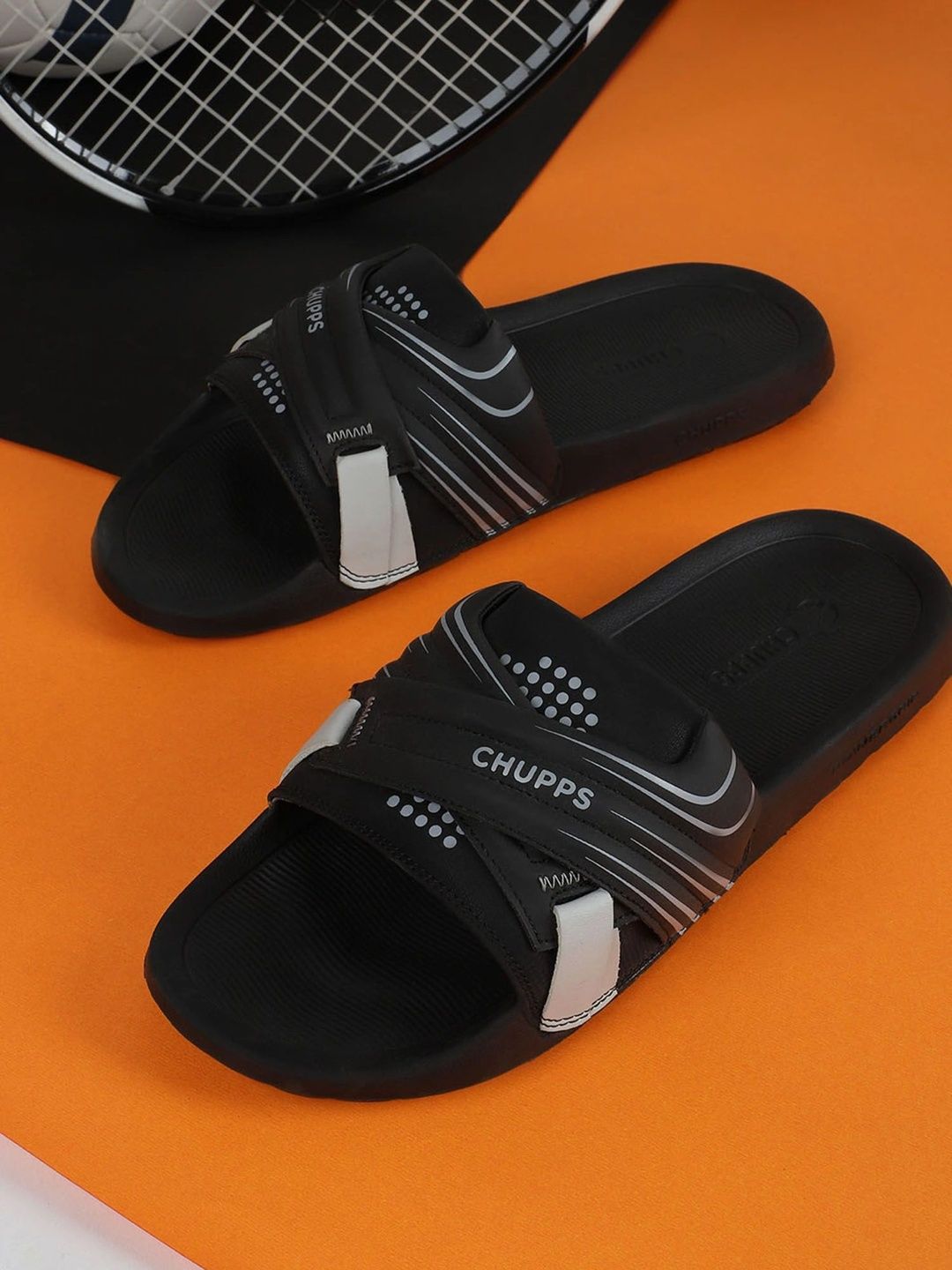 CHUPPS Men Black Vertex Powergrip Orthopedic Sliders