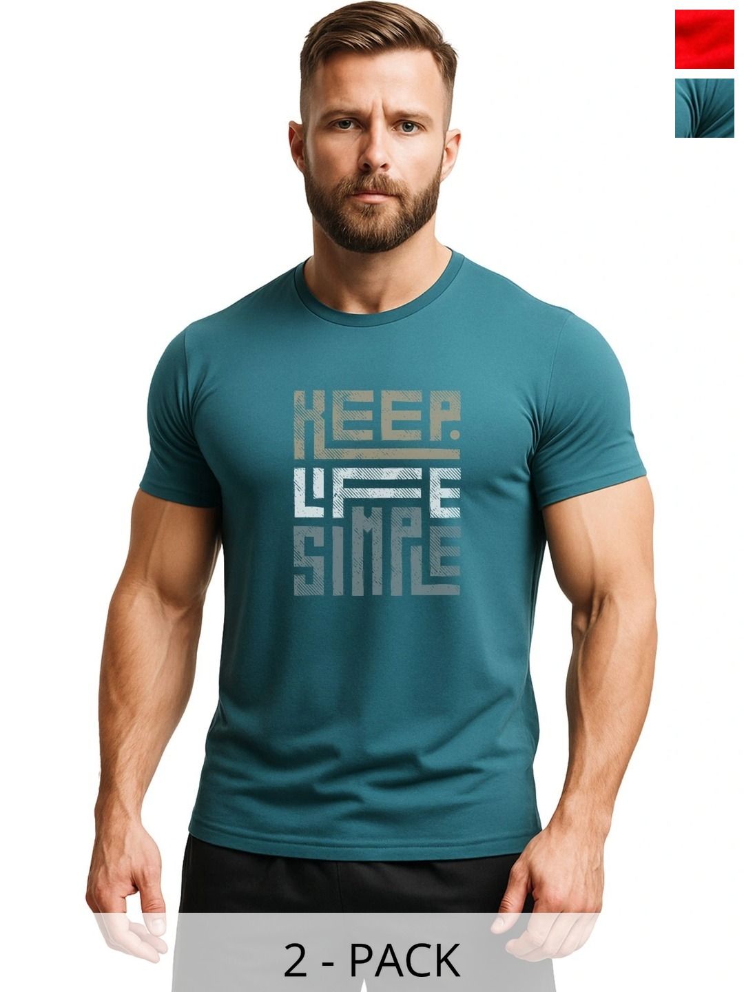 3Colors Men Typography 2 Printed Moisture Wicking T-shirt
