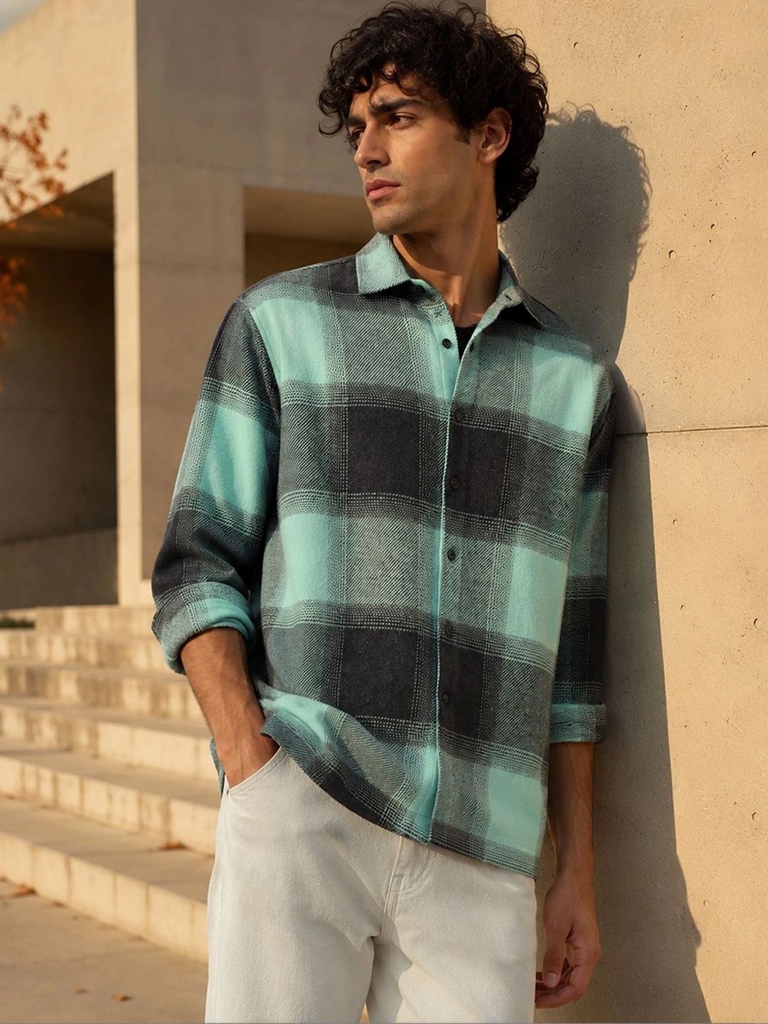 CAHOOT Men Relaxed Buffalo Checks Checked Casual Shirt