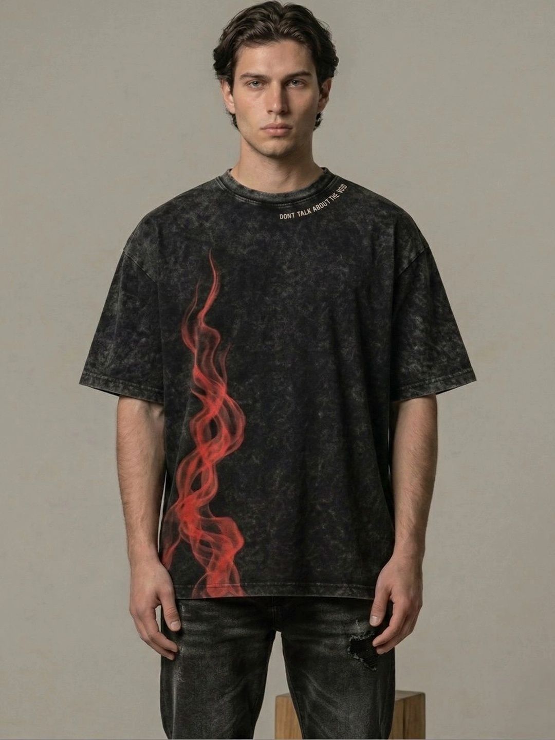 SKRATS Men Printed Drop-Shoulder Sleeves T-shirt