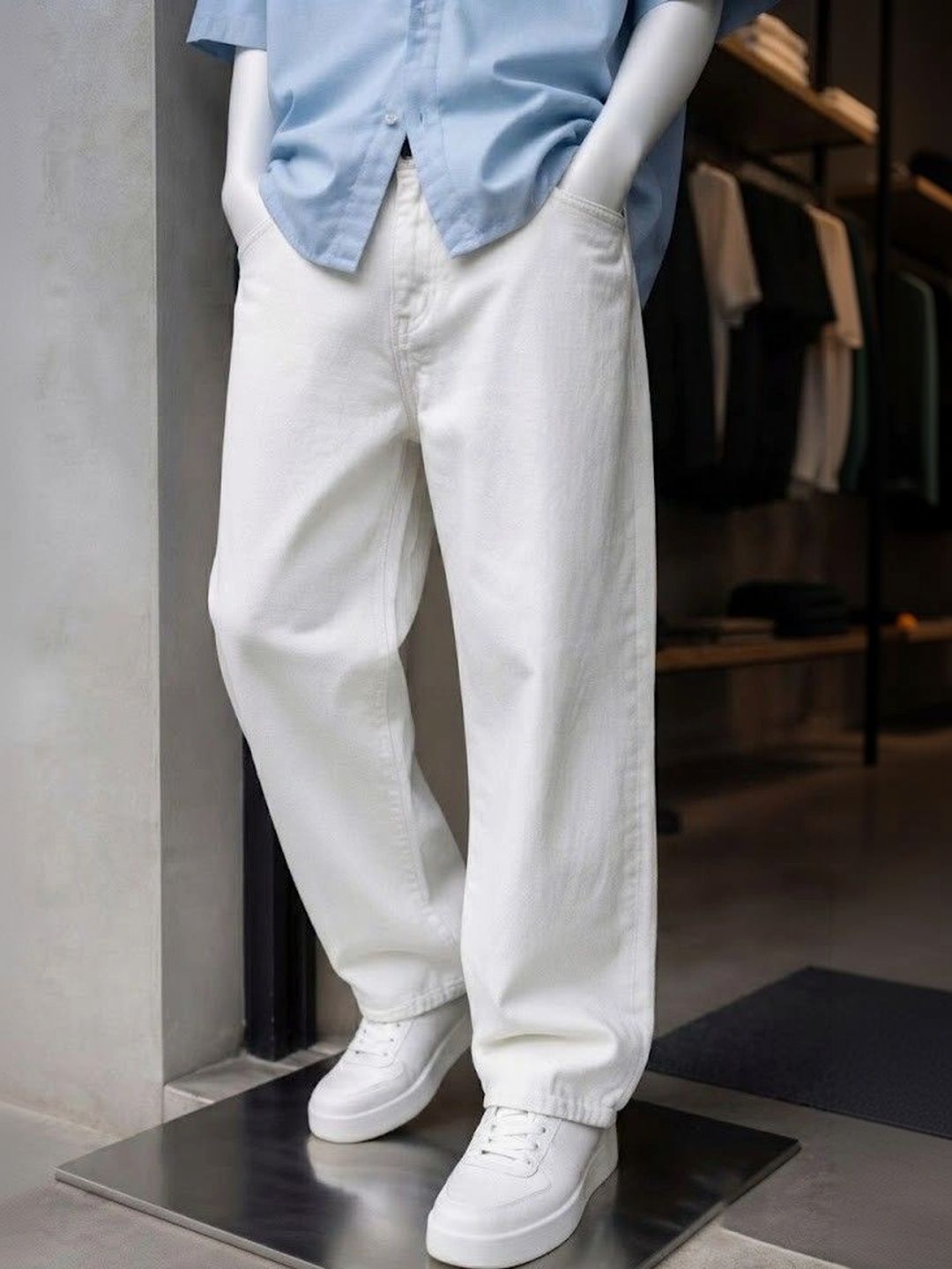 Smart Girls Store Men Wide Leg Mid-Rise Jeans