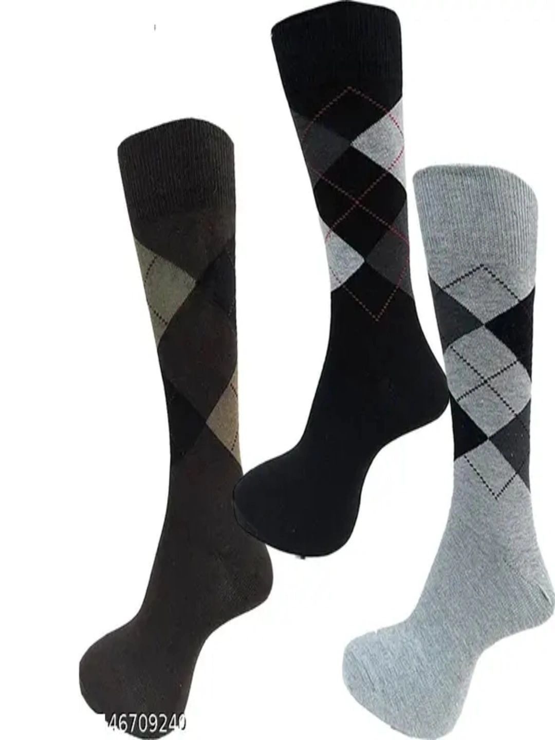 PinKit Men Pack of 3 Assorted Patterned Calf Length Socks
