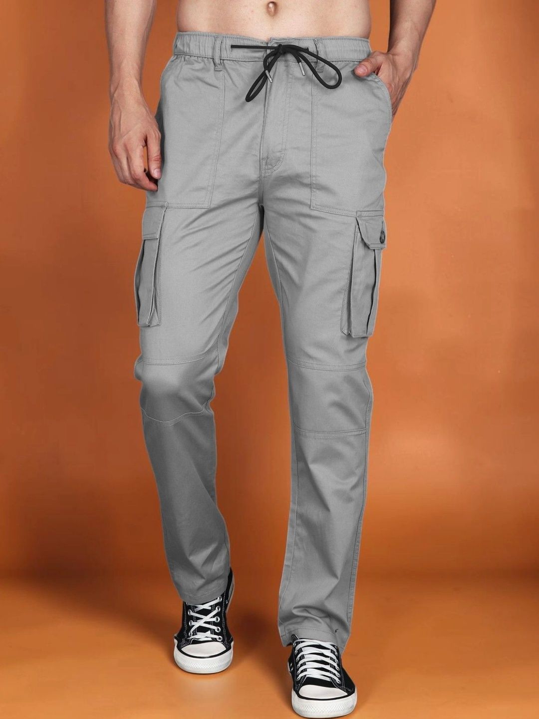 Mast & Harbour Men Relaxed Straight Leg Easy Wash Cargos Trousers