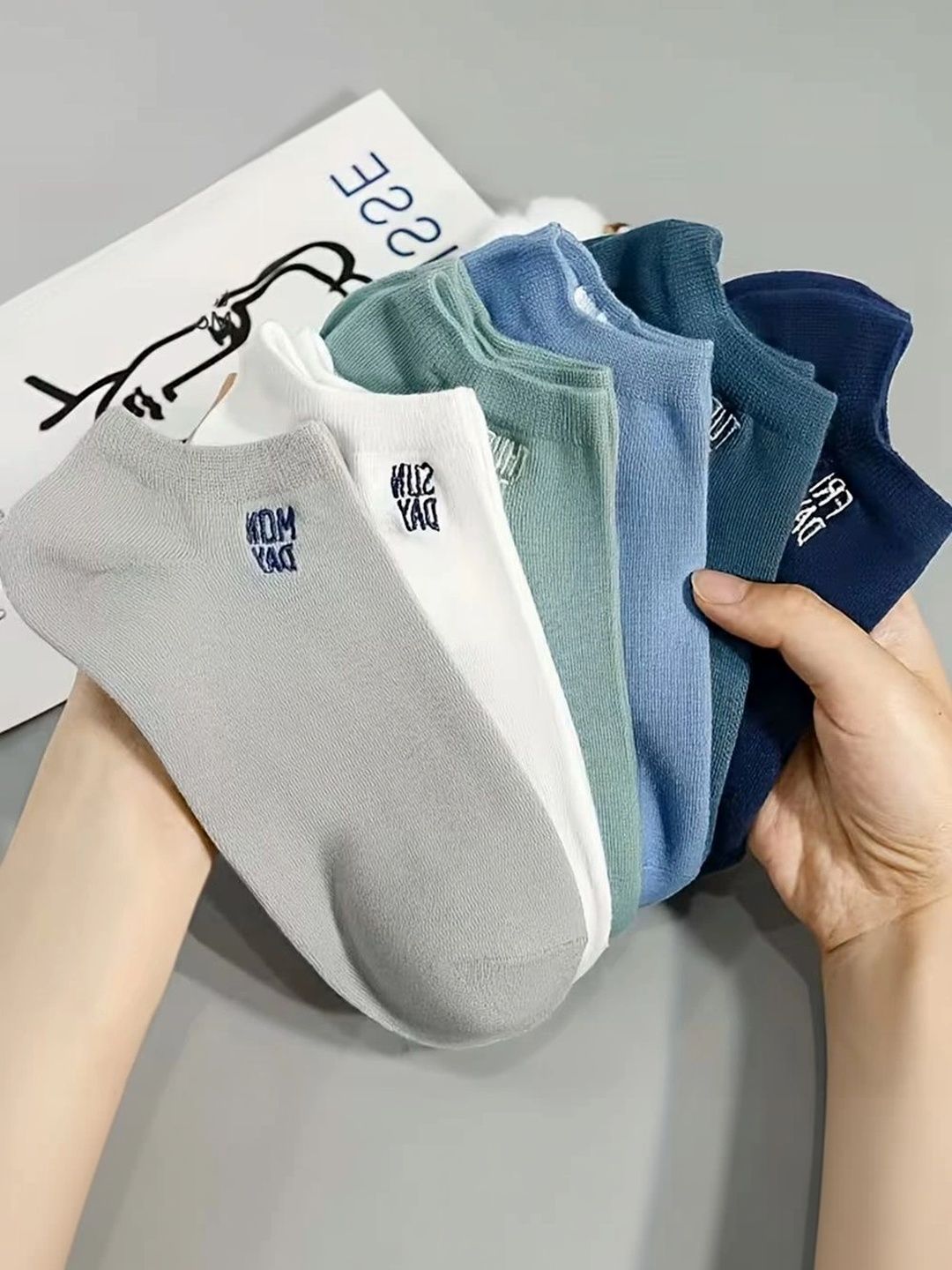BEAR&BEYOND Men Pack of 7 Cotton Assorted Patterned Ankle Length Socks