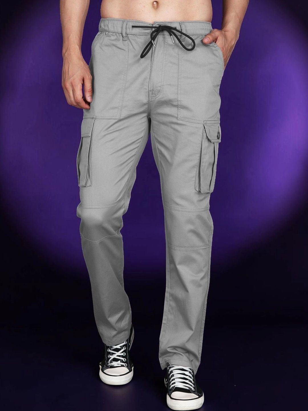 Mast & Harbour Men Relaxed Straight Leg Easy Wash Cargos Trousers