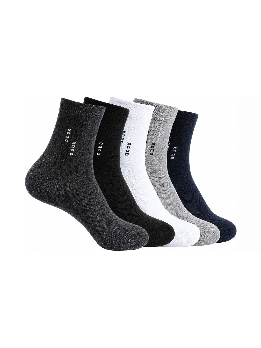 BEAR&BEYOND Men Pack of 5 Cotton Assorted Patterned Above Ankle Socks