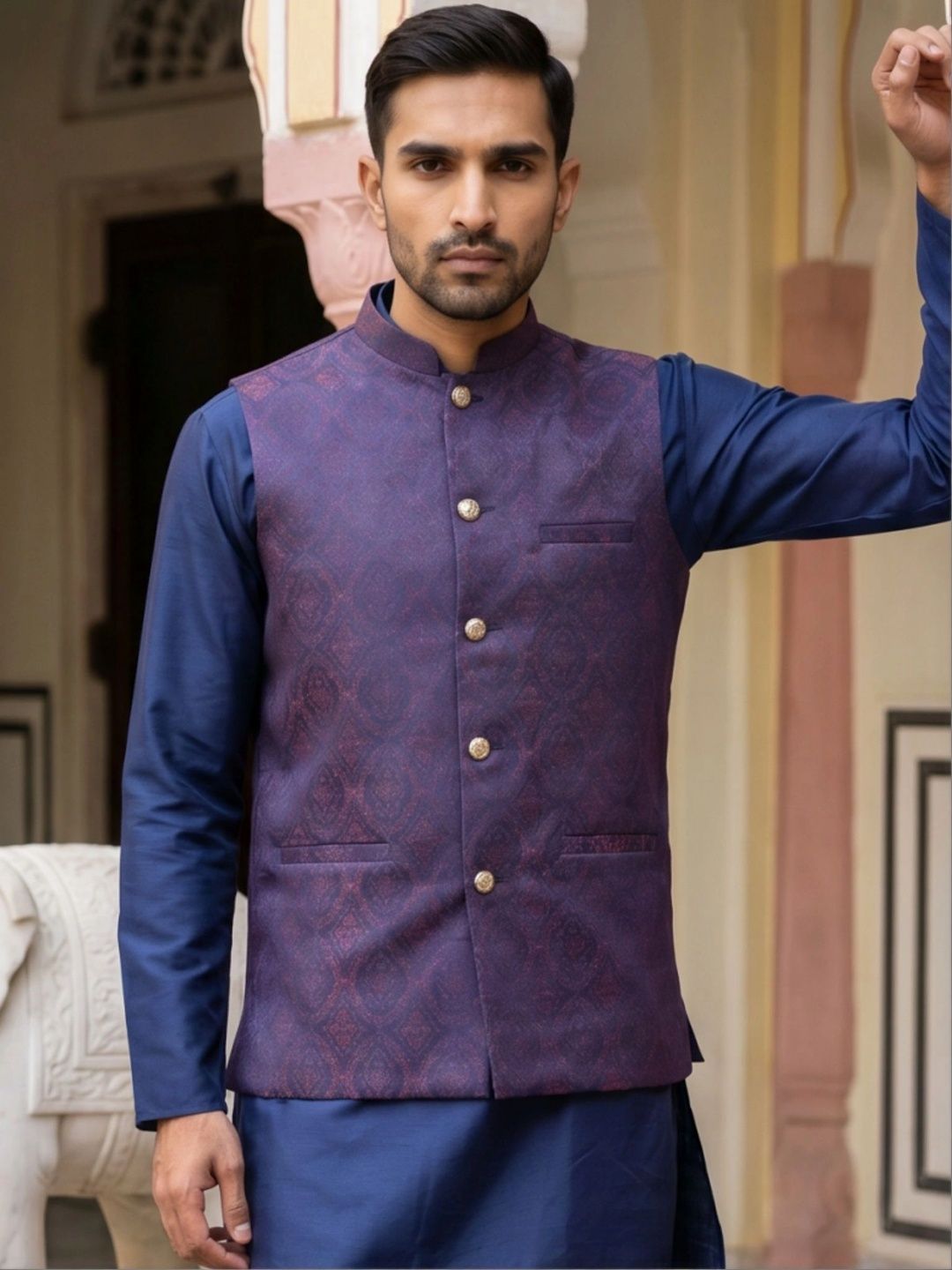 Jompers Woven Design Nehru Jackets