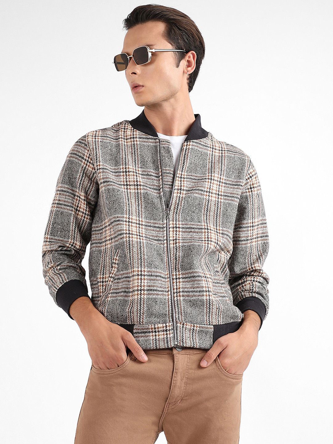 CAHOOT Men Checked Lightweight Bomber Jacket