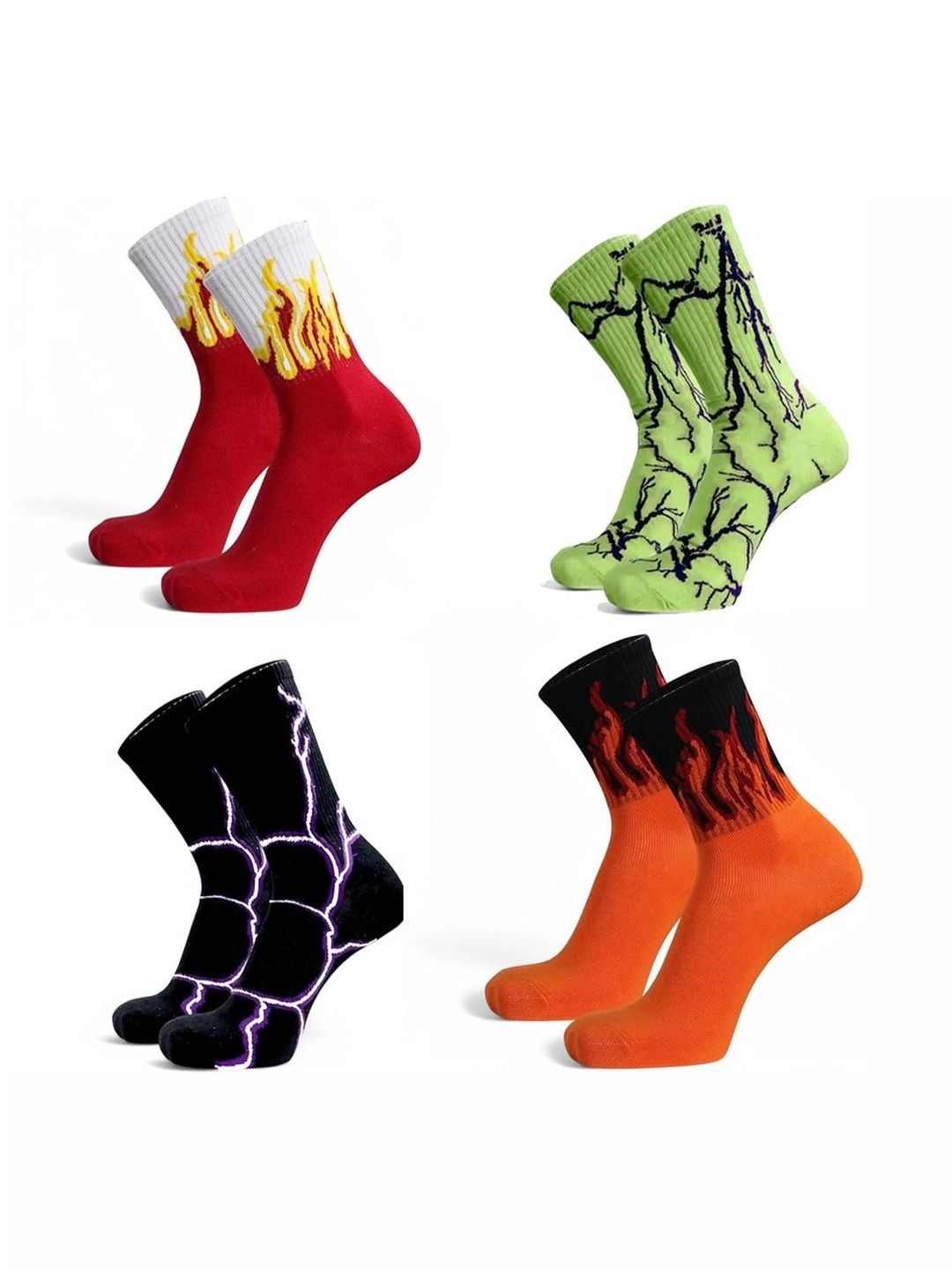 BEAR&BEYOND Men Pack of 4 Cotton Assorted Patterned Above Ankle Socks
