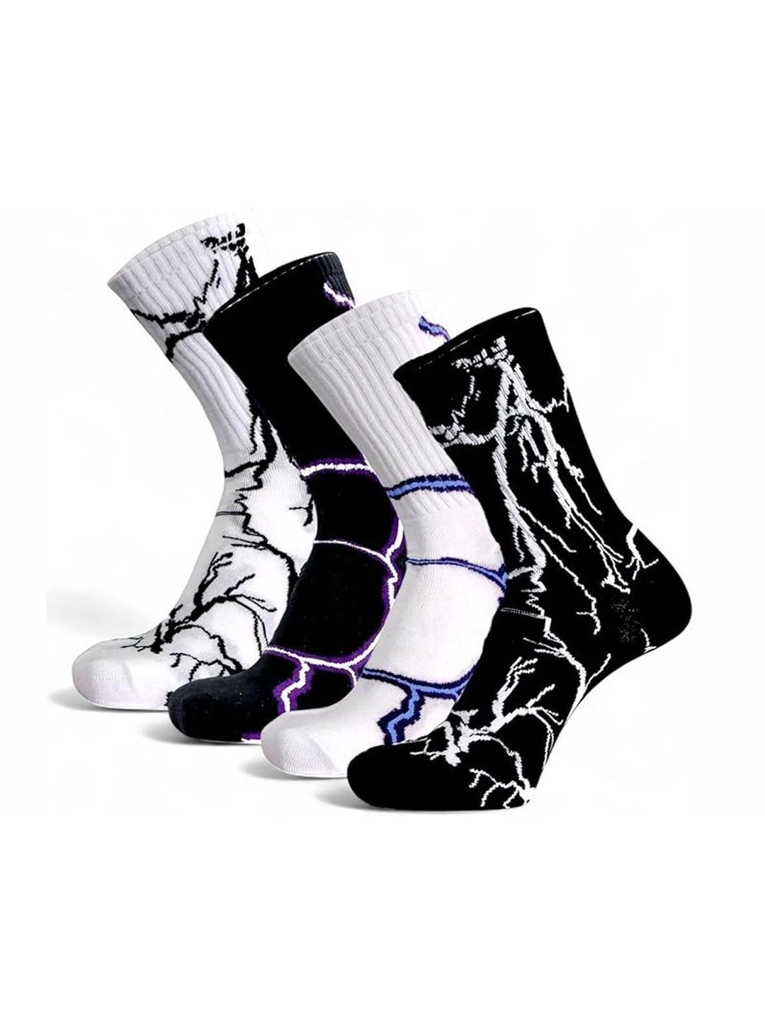 BEAR&BEYOND Men Pack of 4 Cotton Assorted Patterned Calf Length Socks