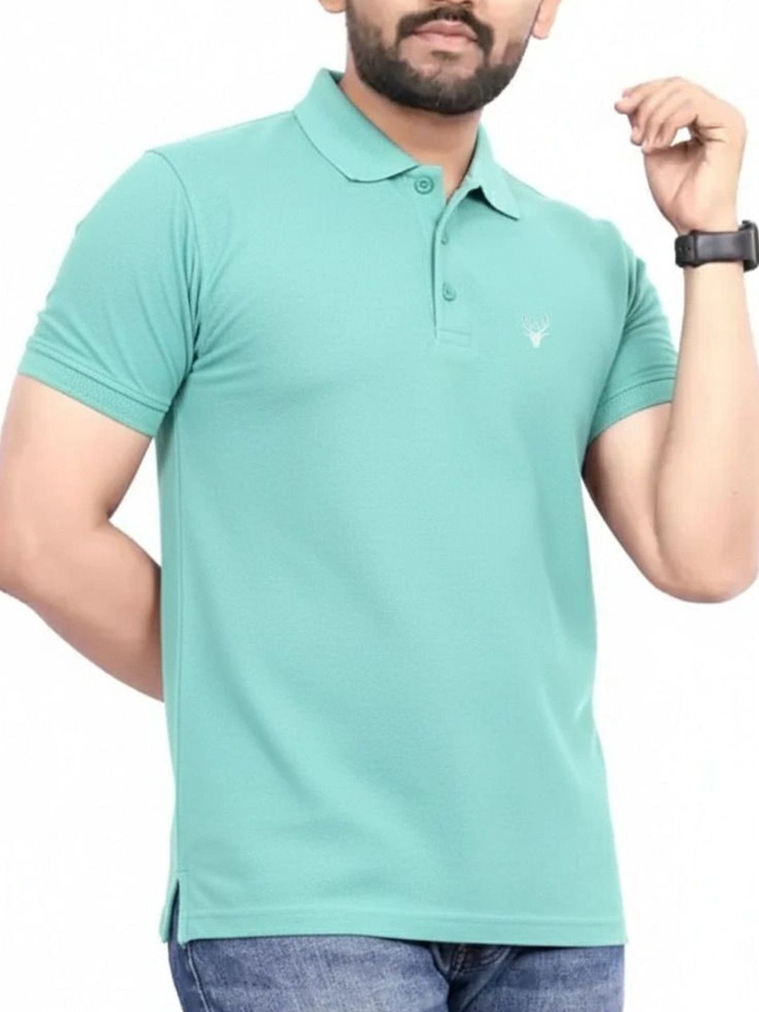 DEE LEAF Men Brand Logo Polo Collar T-shirt