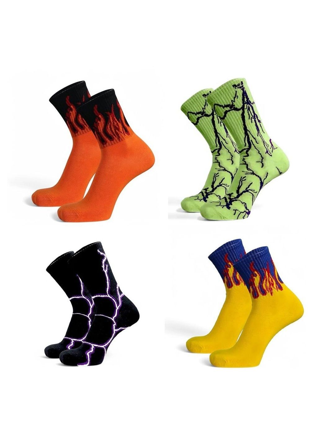 BEAR&BEYOND Men Pack of 4 Cotton Assorted Patterned Calf Length Socks