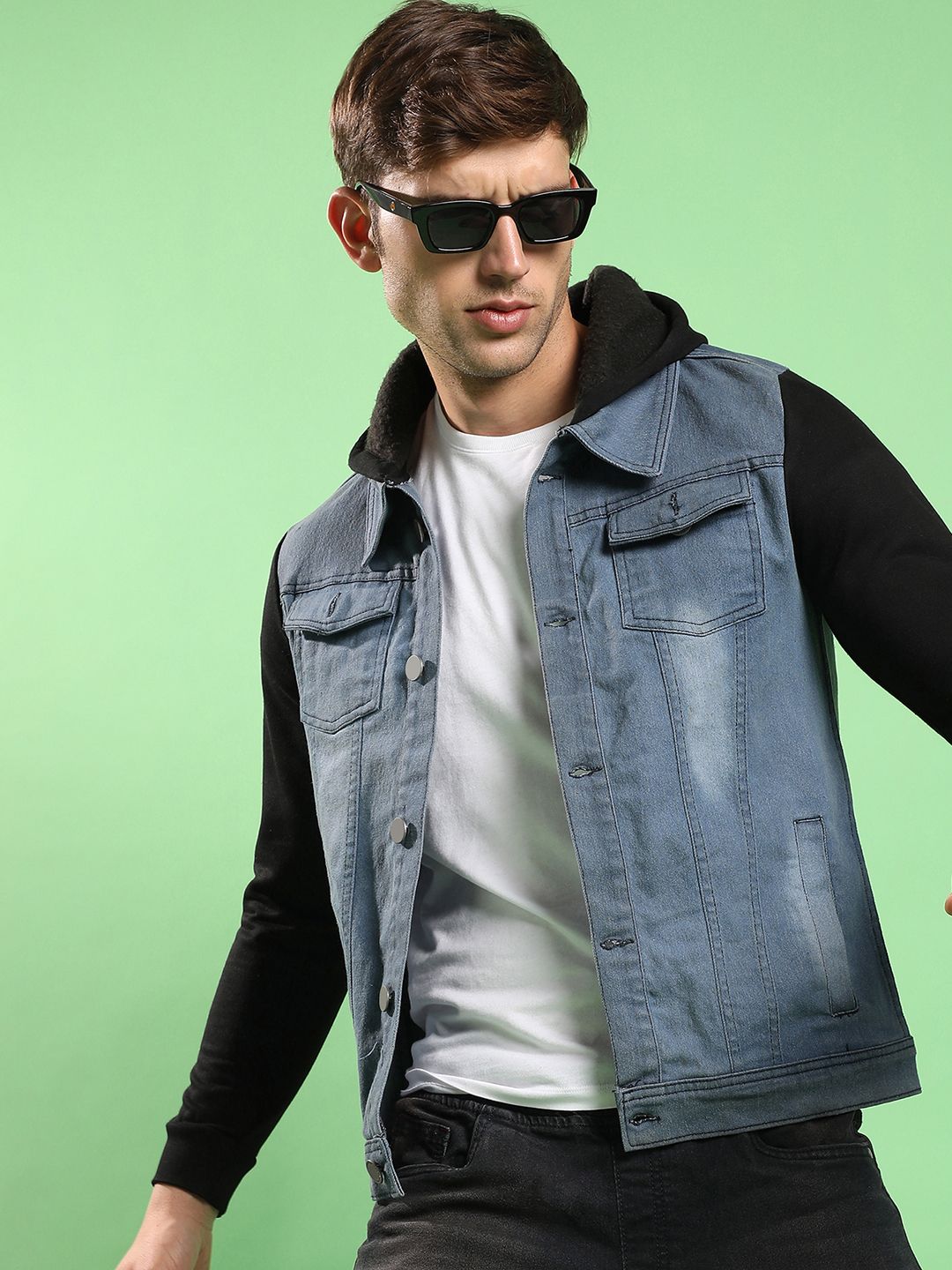 CAHOOT Campus Sutra Windcheater Light-Wash Hooded Cotton Denim Jacket