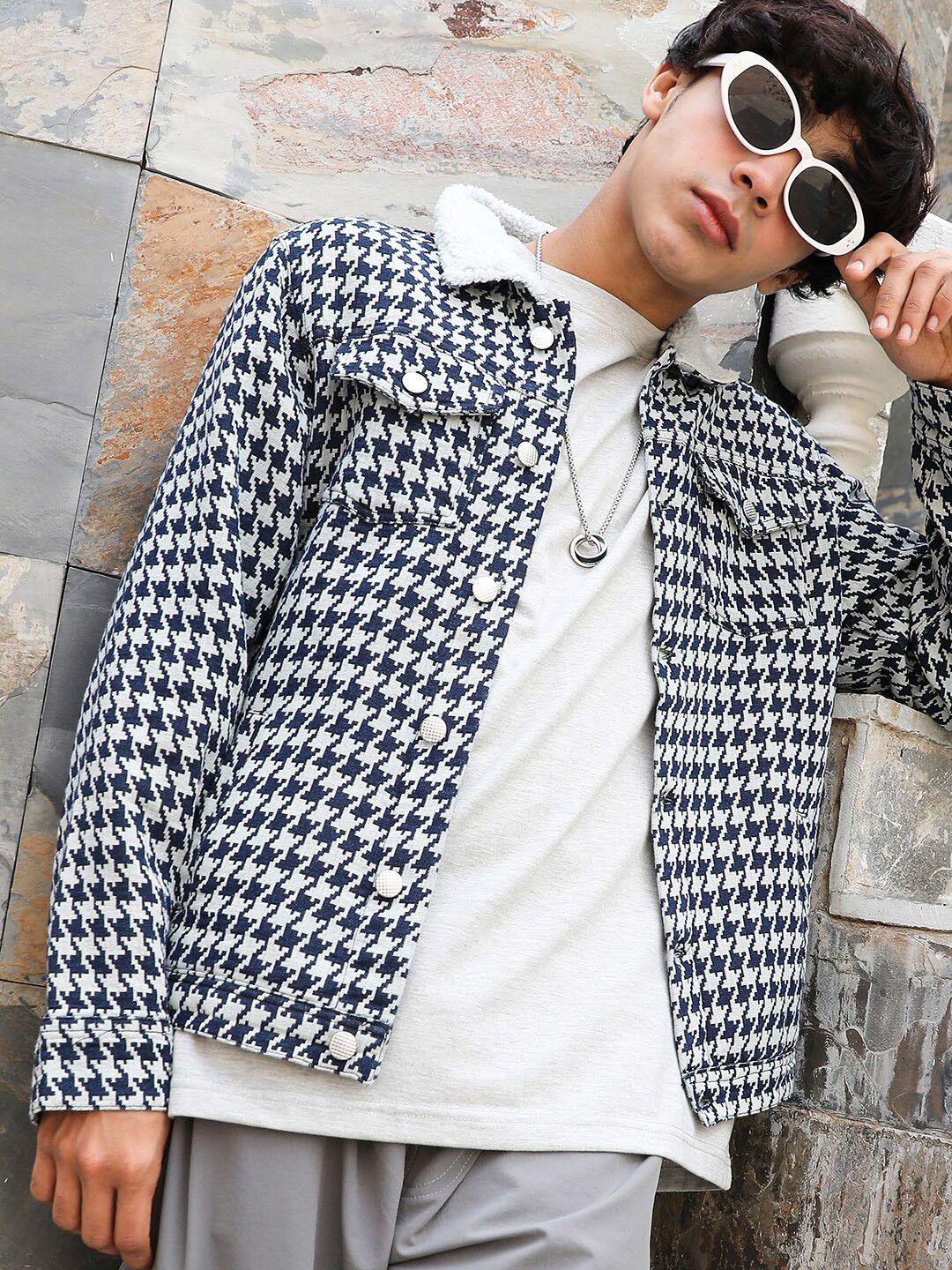CAHOOT Checked Windcheater Cotton Open Front Jacket