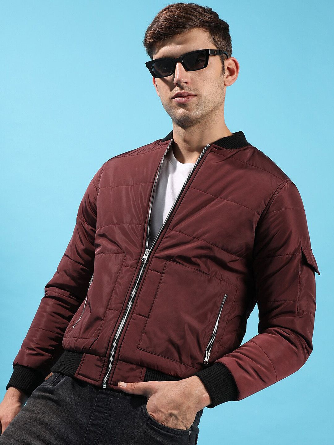 CAHOOT Campus Sutra Stand Collar Windcheater Bomber Jacket