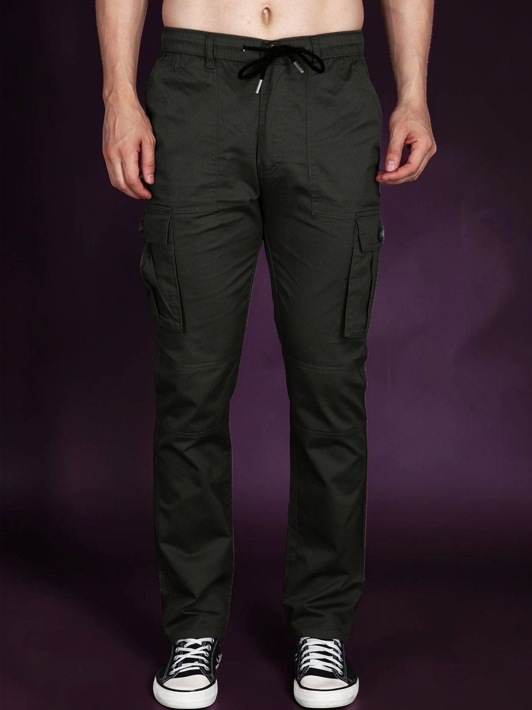 Mast & Harbour Men Relaxed Straight Leg Easy Wash Cargos Trousers