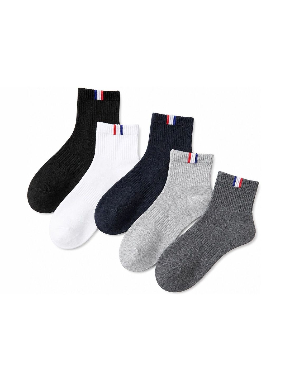 BEAR&BEYOND Men Pack of 5 Cotton Assorted Colourblocked Above Ankle Socks