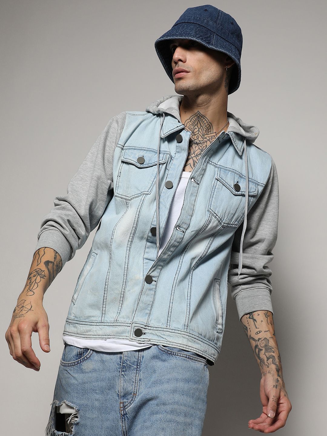 CAHOOT Blue Washed Hooded Windcheater Denim