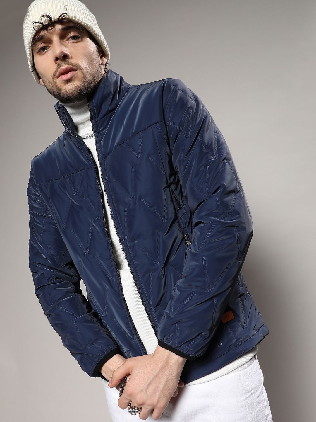 CAHOOT Navy Blue Windcheater Biker Jacket