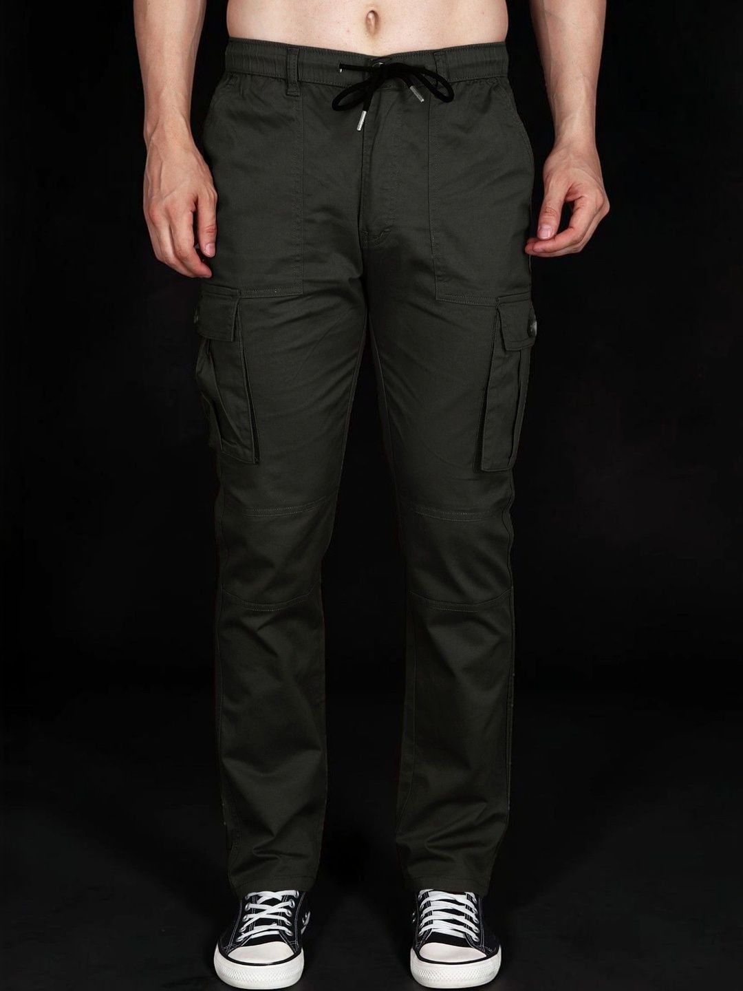 Mast & Harbour Men Relaxed Straight Leg Easy Wash Cargos Trousers