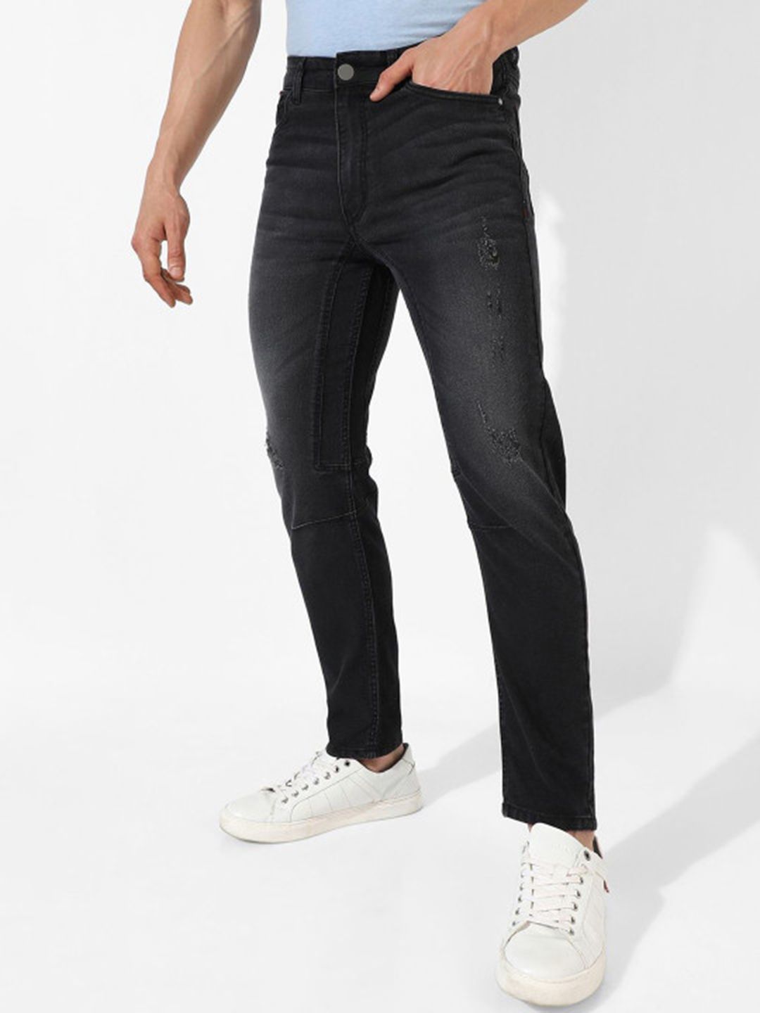CAHOOT Men Comfort Regular Fit Mid-Rise Light Fade Stretchable Jeans