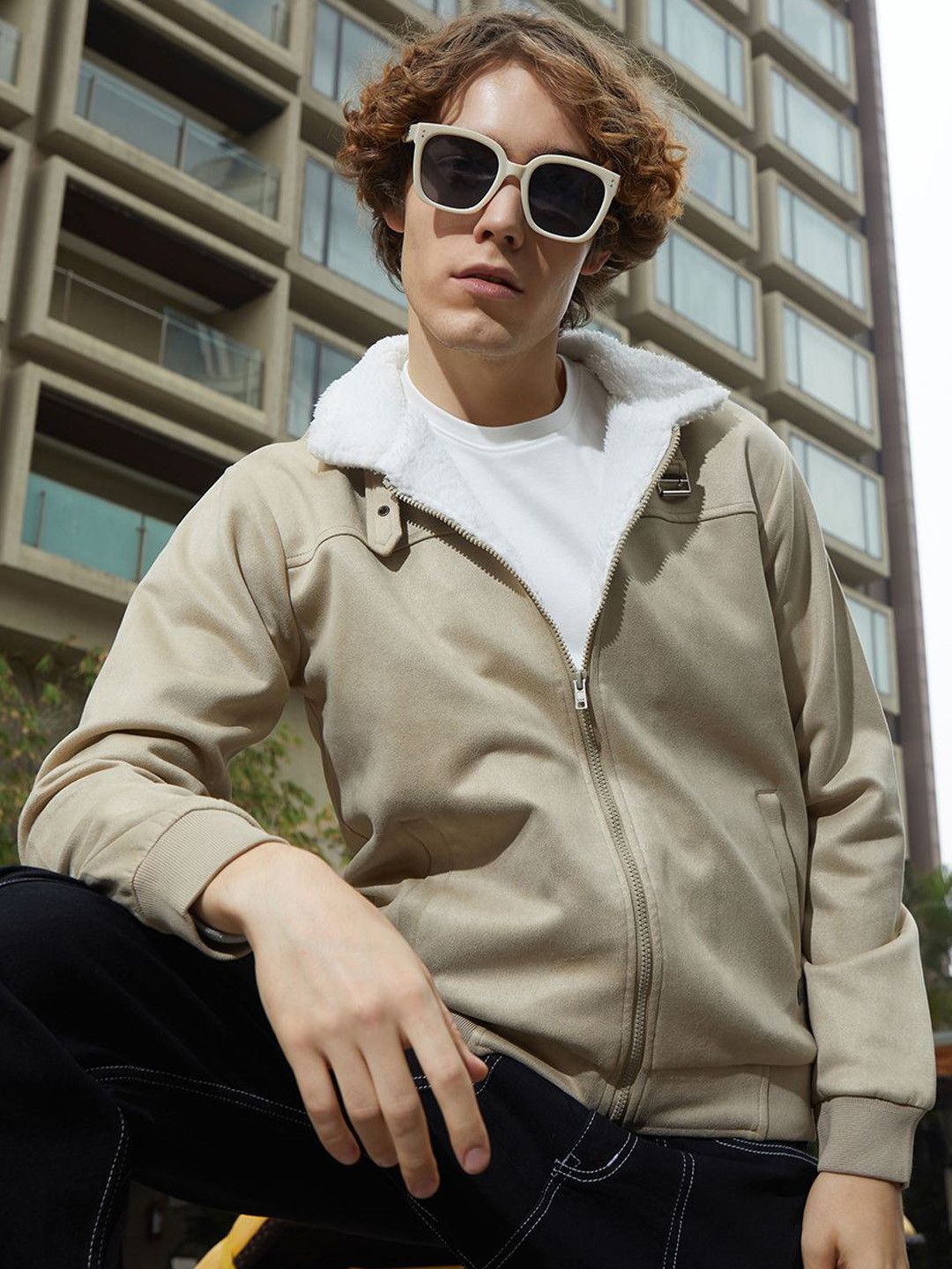 CAHOOT Men Colourblocked Suede Lightweight Bomber Jacket