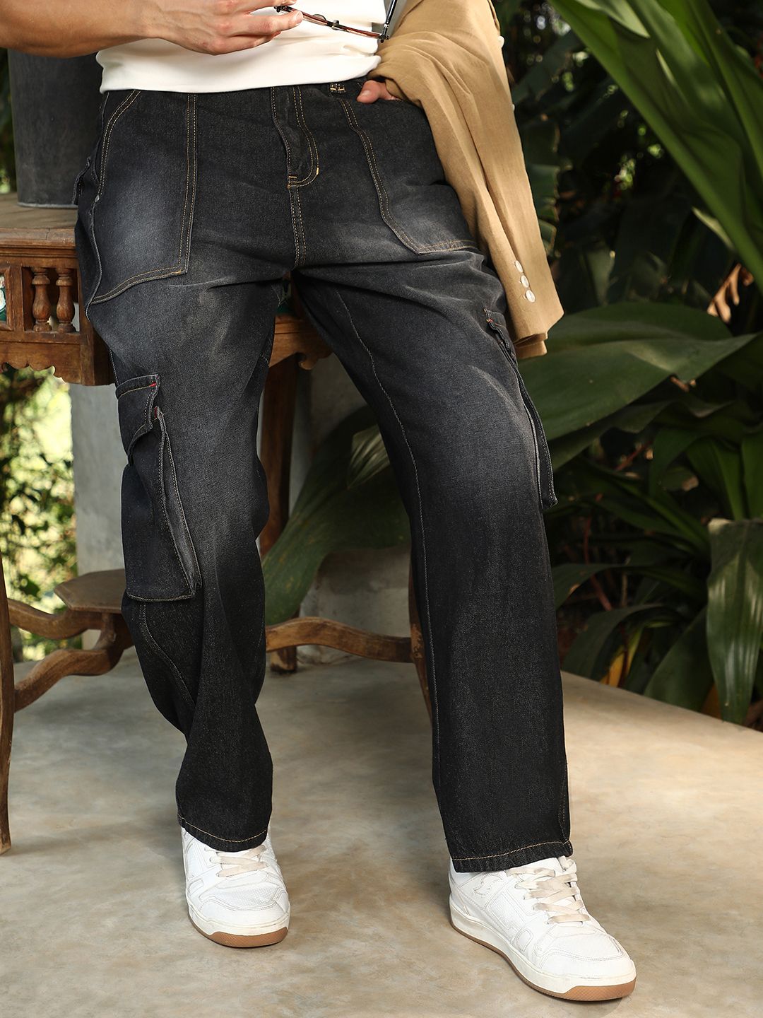 CAHOOT Men Comfort Relaxed Fit Mid-Rise Heavy Fade Cotton Stretchable Jeans