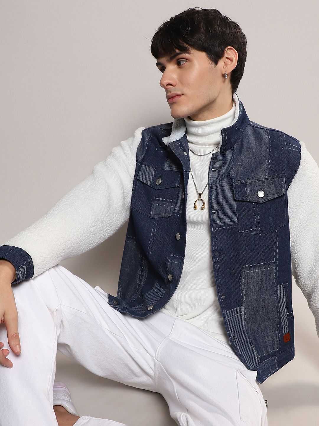 CAHOOT Washed Windcheater Faux Fur Trim Cotton Denim Jacket