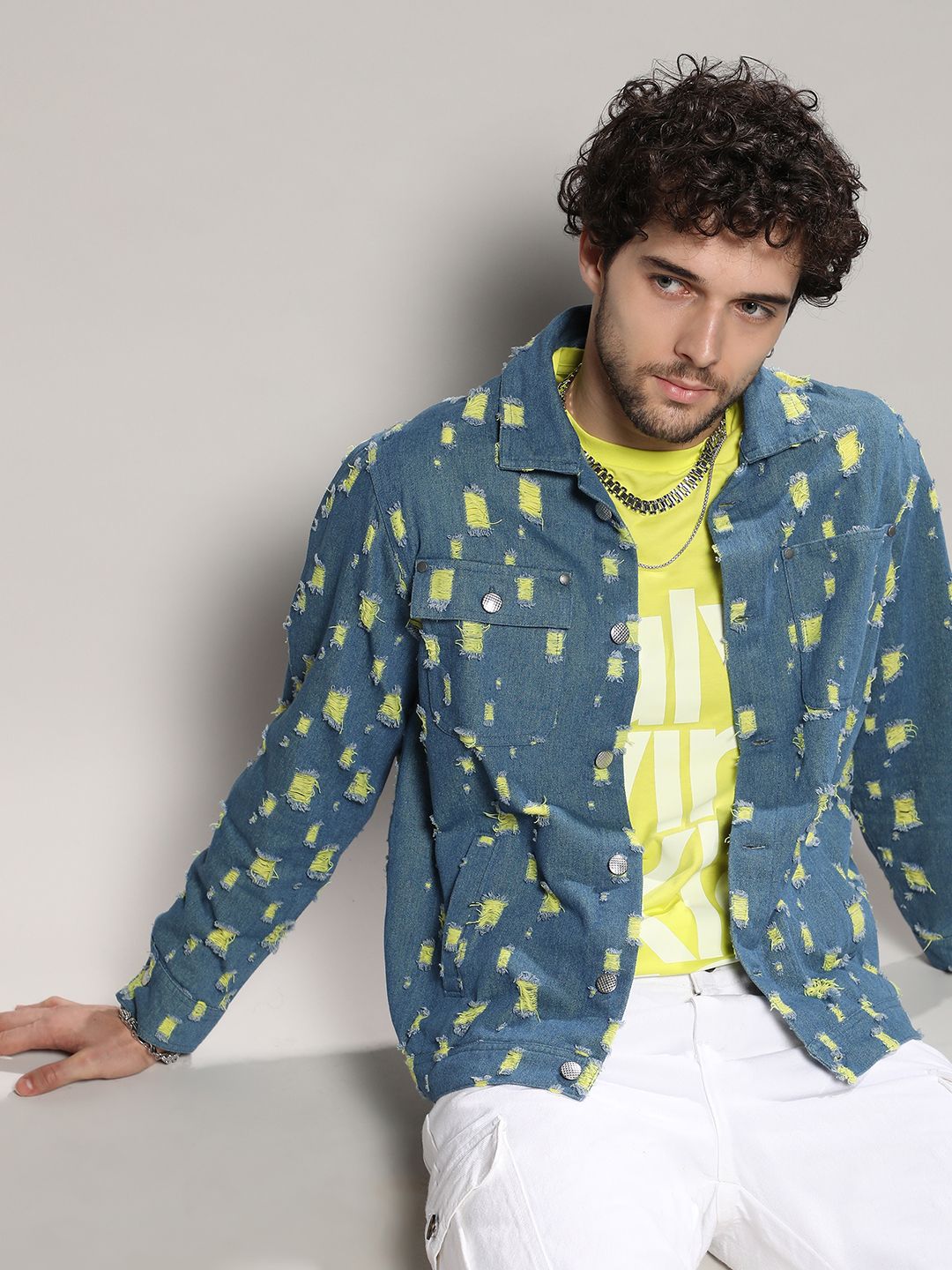 CAHOOT Self Design Windcheater Heavy Distressed Cotton Denim Jacket