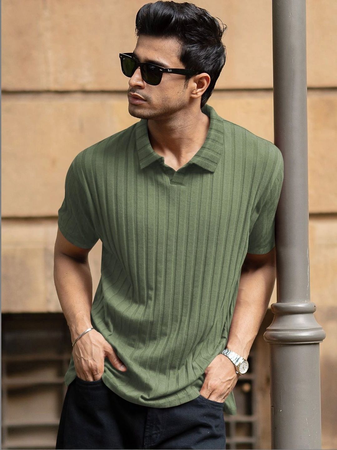 HAPPY KHAJANA Men Polo Collar T-shirt