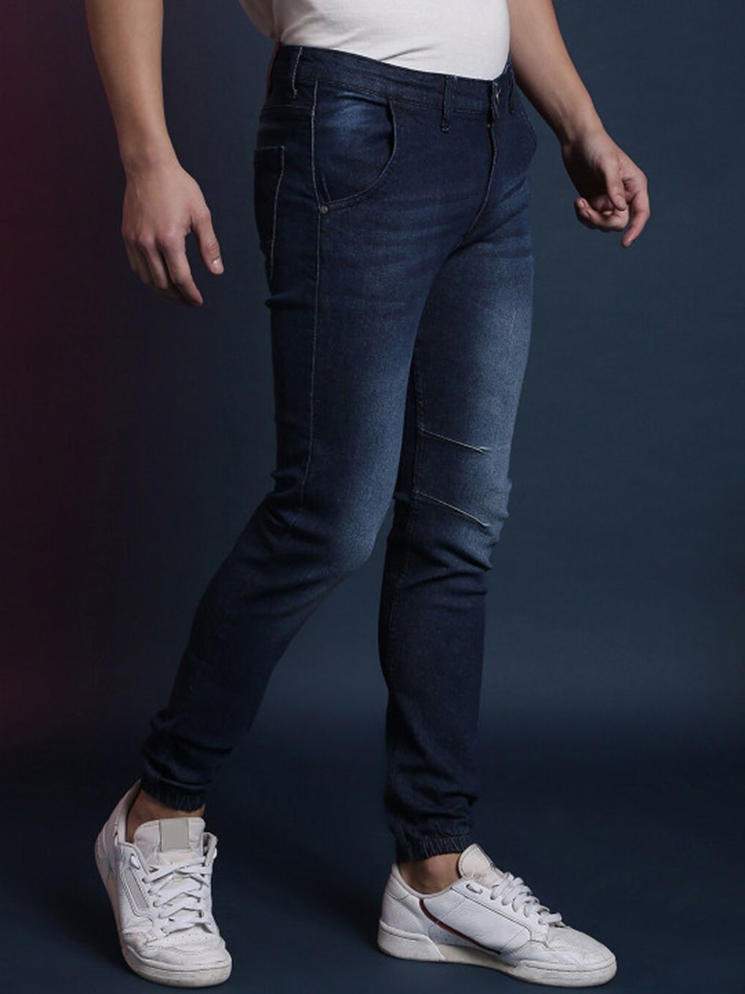 CAHOOT Men Navy Blue Super Mildly Distressed Light Fade Stretchable Jeans
