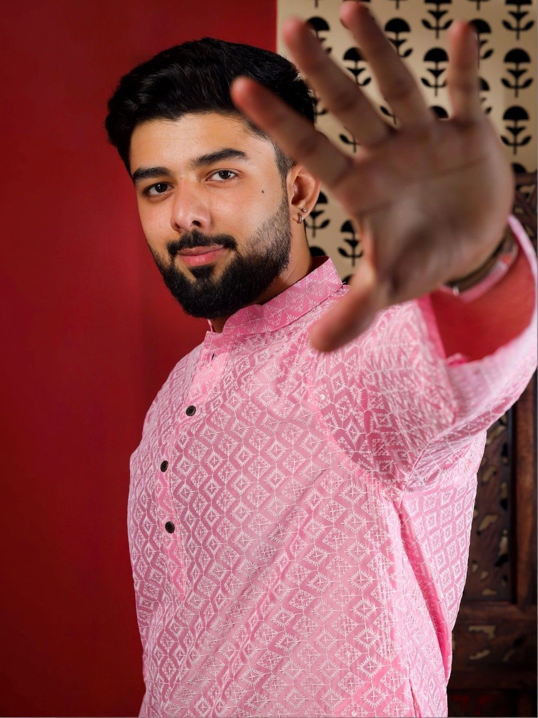 Koshin Men Sequinned Jacquard Kurta