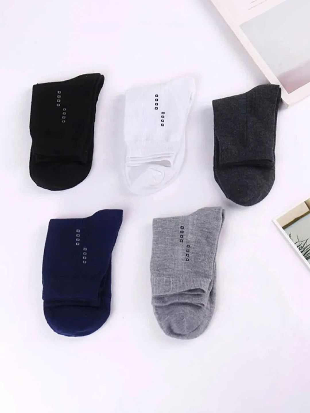 BEAR&BEYOND Men Pack of 5 Cotton Assorted Patterned Above Ankle Socks
