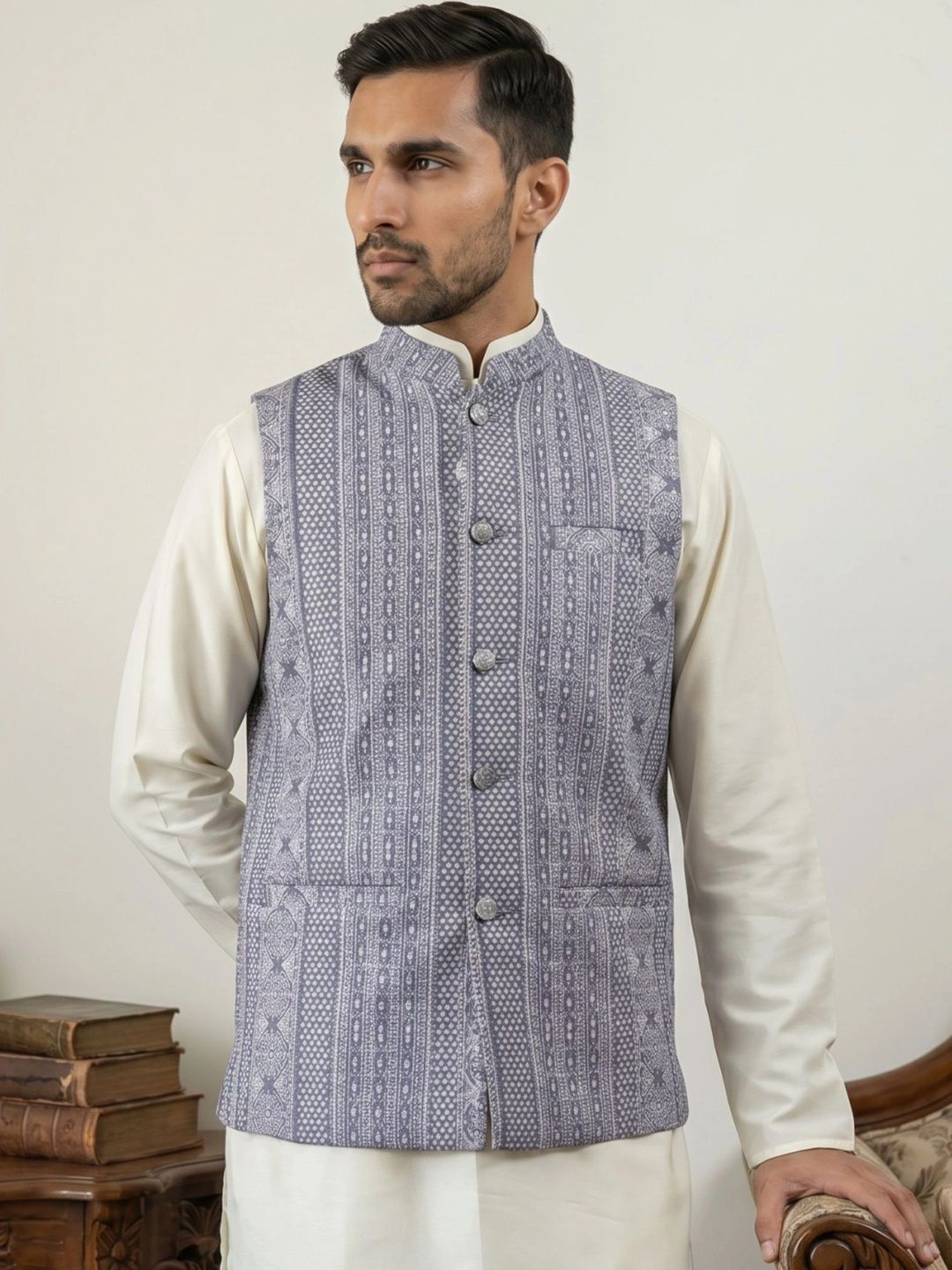 Jompers Woven Design Nehru Jackets