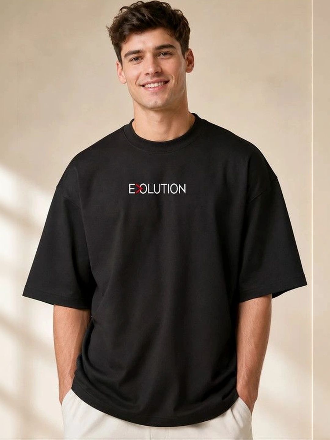 9TUNKI Men Oversized Typography Printed Cotton T-shirt